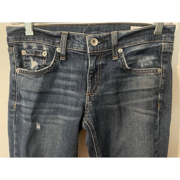 Rag &Bone Denim - Rag and Bone Dre Capri Distressed Raw Hem Jeans 24 Dark Wash